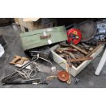Hand tools, wooded toolbox,