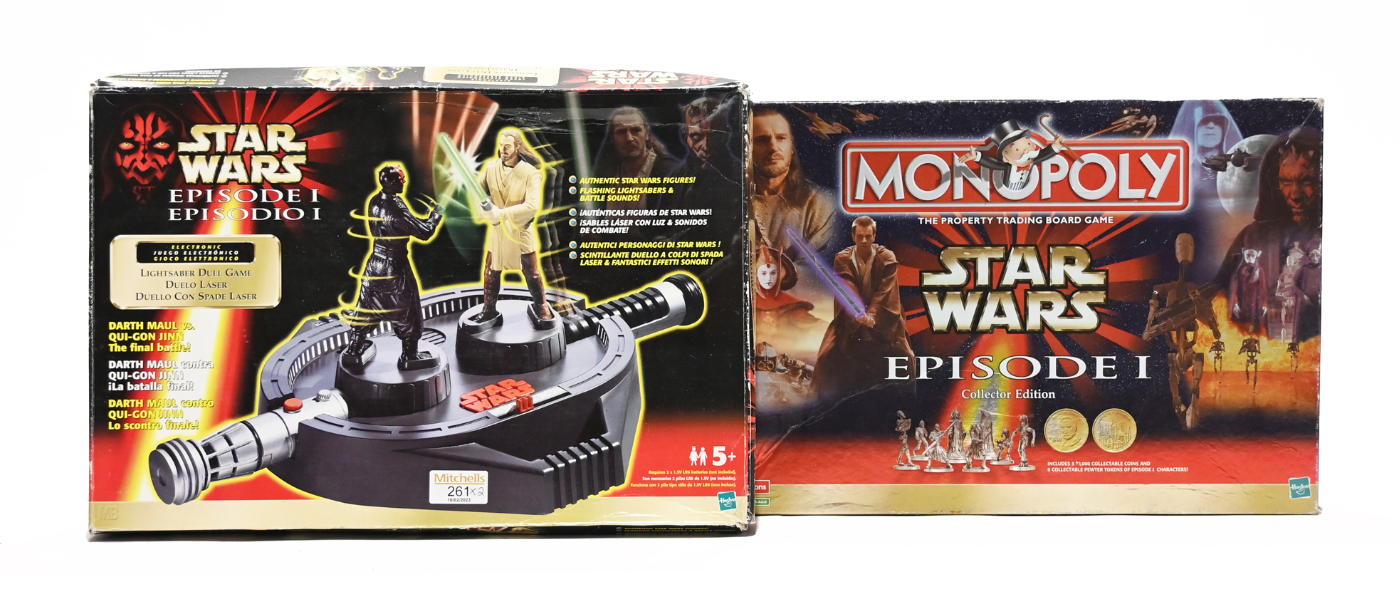 Star Wars episode one light sabre dual game and collectors edition monopoly