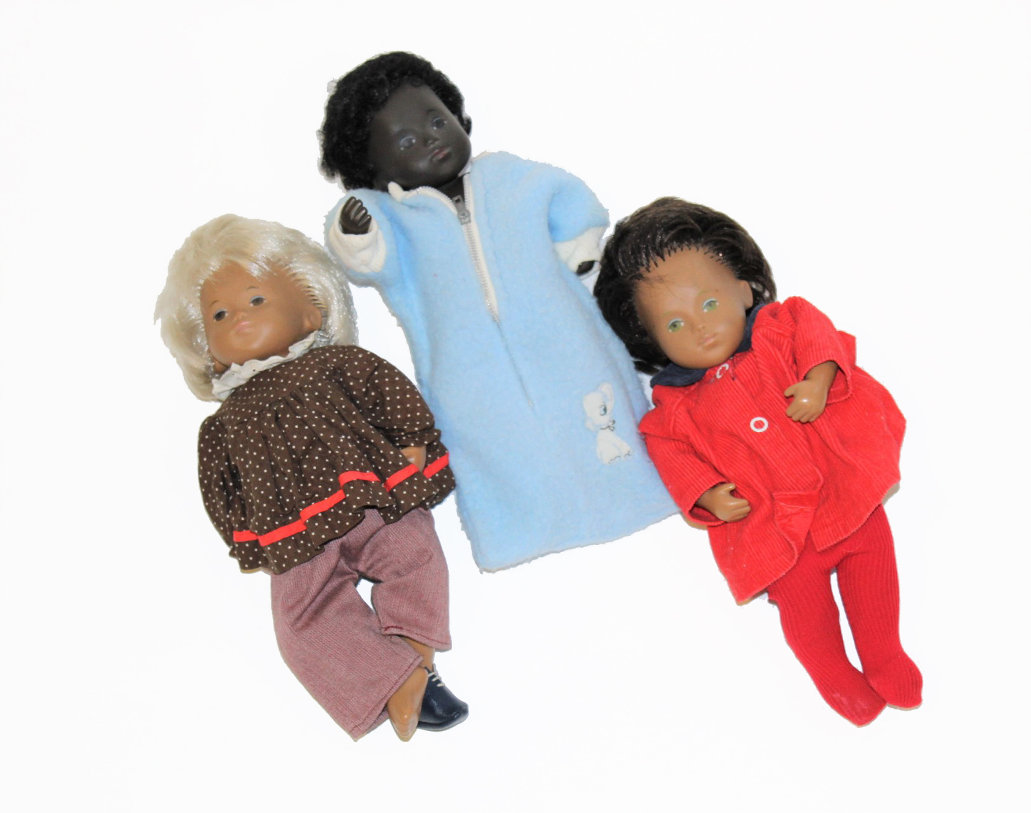 Three Sasha baby dolls, (1) the first having black rooted hair,