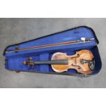 Violin with case and bow, the bow marked P & H, London,