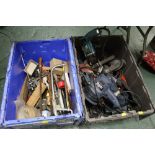 Two boxes of tools, sanders, (Drill no longer included in this lot)
