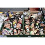 Two boxes of Toby and character jugs, Royal Doulton - Merlin,