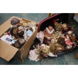 Box and suitcase of collectors dolls