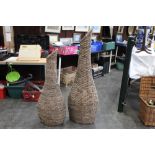 Two decorative wicker vases,