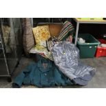 Suitcase of curtain fabric, cushions,