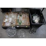 Three boxes of glassware, jugs, plates,