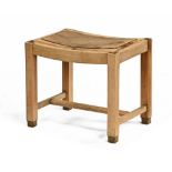 A Heals style oak stool. Height 45 cm, width 51 cm, depth 38.5 cm.