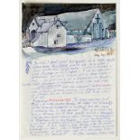 Percy Kelly (1918-1993), "Tithebarn Bradford on Avon", inscribed 1st March 1993, watercolour. 29.