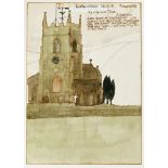 Percy Kelly (1918-1993), "A Yorkshire Dales Church", inscribed 1st January 1986, watercolour. 29.