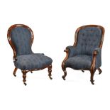 A Victorian mahogany gentleman's armchair, with similar ladies chair.