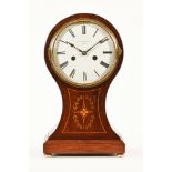 An Edwardian inlaid mahogany balloon clock of large form by The Clark Company Limited London,