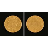 A Charles II guinea 1676, Laureate bust, crowned quarter shields with sceptres in angles,