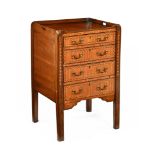 A Georgian inlaid mahogany bedside cabinet,