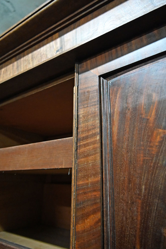 A William IV mahogany linen press with moulded cornice above a pair of panelled doors opening to - Image 6 of 12