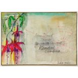 Percy Kelly (1918-1993), "Fuchsia", watercolour on envelope. 23.5 cm x 31 cm, unframed.