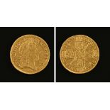 A George I guinea 1716, fourth bust, crowned cruciform shields, sceptres in angles, milled edge. 8.