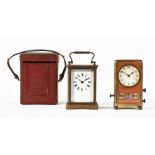An Edwardian brass carriage clock, timepiece only,