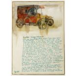 Percy Kelly (1918-1993), "Baker's Van", inscribed 1st June 1990, watercolour. 29.