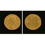 A Charles II guinea 1679, Laureate bust, crowned cruciform shields with sceptres in angles,