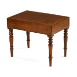 A 19th century mahogany table form bidet, with open interior and raised on turned tapered legs.