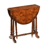 A Victorian inlaid walnut small Sutherland table,