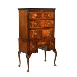 A Queen Anne style mahogany chest on stand,