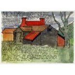 Percy Kelly (1918-1993), "Thompson Farmhouse - Monday", inscribed 30th May 1983, watercolour.