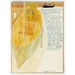 Percy Kelly (1918-1993), "Boat at Pier", inscribed 25th September 1990, watercolour.