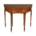 A 19th century mahogany demi lune card table,