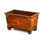 A George III mahogany open wine cooler, inlaid with Britannia,