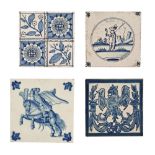 Four various tiles. Largest 15 cm x 15 cm.