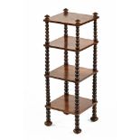 A 19th century rosewood four tier whatnot stand,