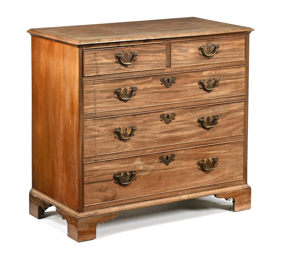 A George III mahogany chest of drawers,