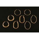 Four pairs of 9 ct gold earrings (various). 6.2 grams.