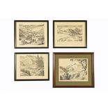 Alfred Wainwright (1907-1991), a collection of four signed prints of The Lake District "Patterdale",