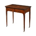 An Edwardian inlaid mahogany turnover top games table,