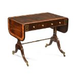A Regency rosewood and satinwood crossbanded sofa table,