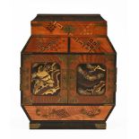 A 19th century Japanese parquetry table cabinet. Height 43 cm, width 35 cm.