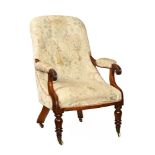 A Victorian mahogany open armchair,