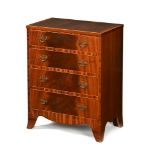 A George III style mahogany and crossbanded chest of drawers,