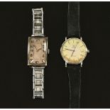 A silver cased Art Deco wristwatch, and another by Ancre.