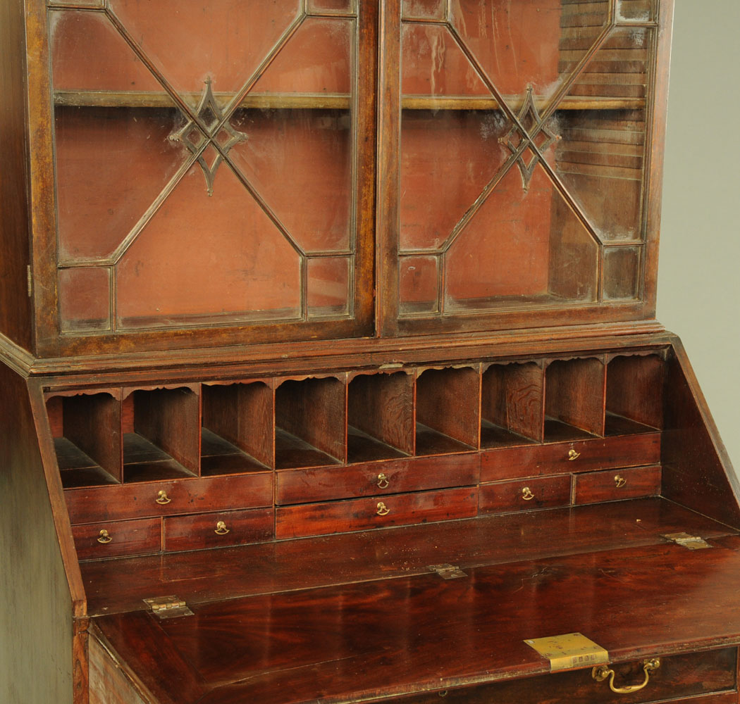 A George III mahogany bureau bookcase, - Image 2 of 2