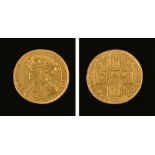 A Queen Anne guinea 1714, bust facing left, crowned cruciform shields, sceptres in angles,