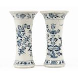 A pair of Meissen blue and white trumpet shaped vases. Height 24 cm.