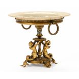 A French gilt metal and champleve enamel table centrepiece,