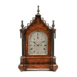 A 19th century walnut Gothic bracket clock, with twin fusee movement by Parkinson & Bouts,