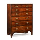 A Regency mahogany two part chest of drawers,