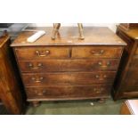 Oak chest of drawers 2/3 with brass handles, 100 cm long, 51 cm deep,