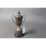 Hallmarked silver trophy, 20 cm high, inscribed HV Wilkinson, Challenge Trophy,