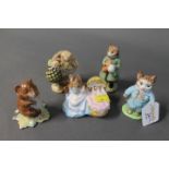 Five Beswick Beatrix Potter figures including Hunca Munca,